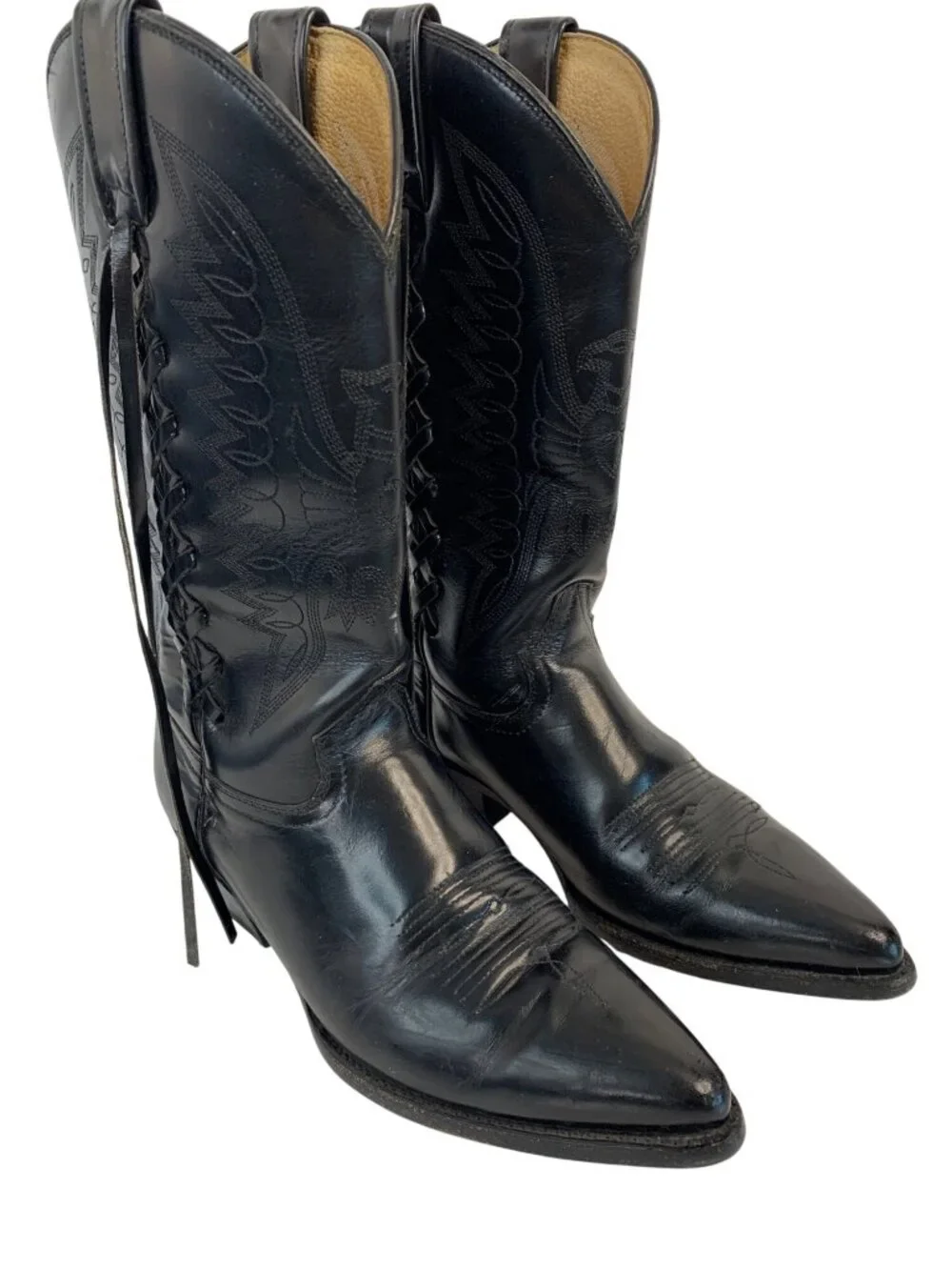 VTG Rebelde Mens Black Leather Western Cowboy Boots Size 27.5 Mexico